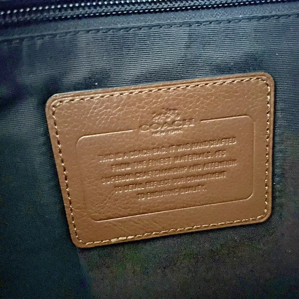 NWT COACH F28576 Charles Messenger Brown Leather $375 blue striped strap 10x13